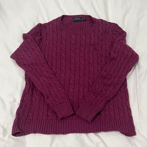 Polo Ralph Lauren Purple Knit 100% Cotton  Crewneck Sweater Large